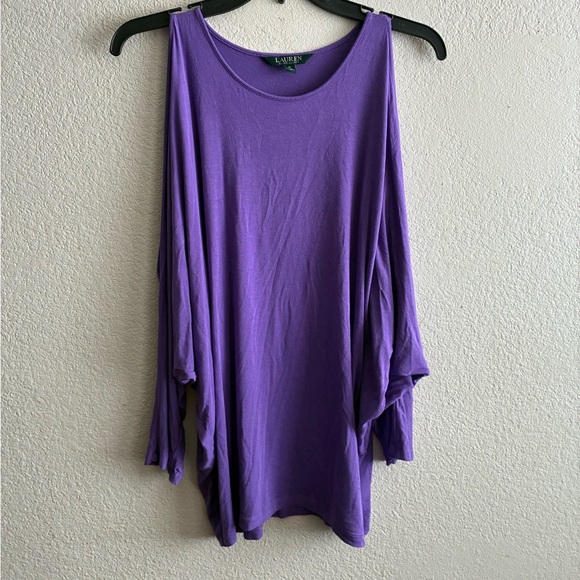 Ralph Lauren Women's Purple Viscose Jersey Knit
Cutout Cold Shoulder Top M - Picture 5 of 11